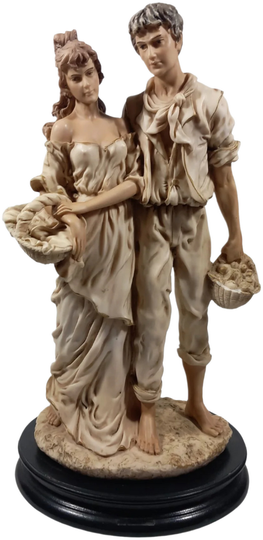 Vintage Italian Marfinite Figurines – Rustic Young Couple, 45 cm